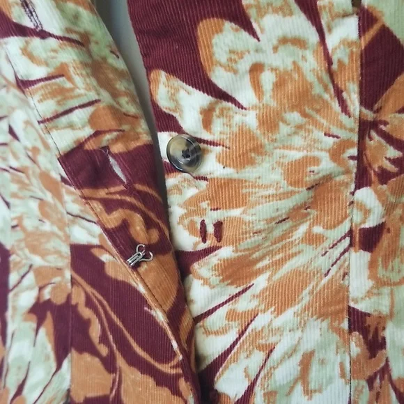 Free People Shasta Print Corduroy Shortsleeve Jumpsuit Floral Back Out Cutout - Picture 7 of 17